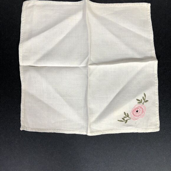 Vintage Small Table Topper Linens Blue and Pink Flowers Needlepoint Handmade 3pc - Picture 10 of 12